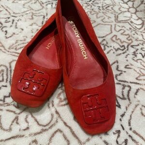 Tory Burch Georgia Red Suede Flats 7